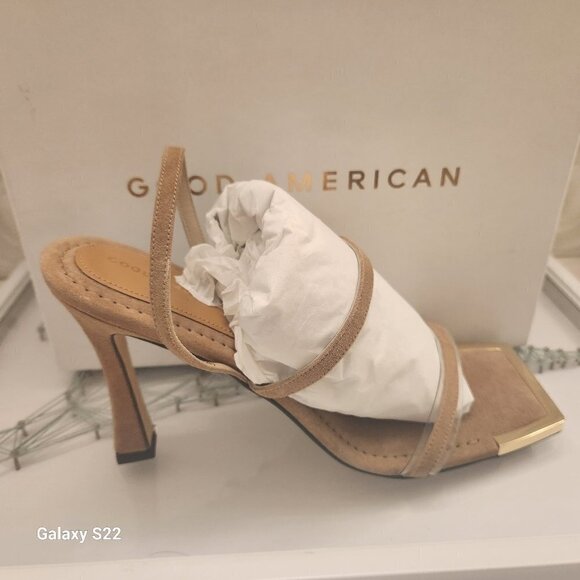 Good American Shoes Womens The Standout Square Toe Sandal Suede. NIB. Size 12 - Picture 1 of 11
